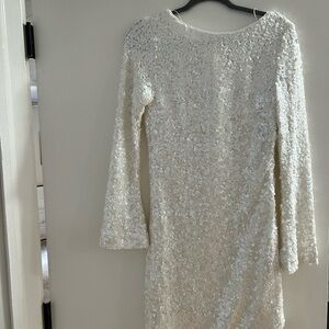 Altar'd State White Sequin Long Sleeve Dress